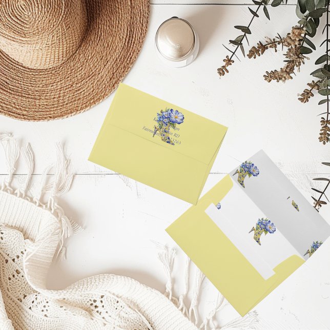  Modern Yellow Chinoiserie Floral High-Heel  Envelope (Creator Uploaded)