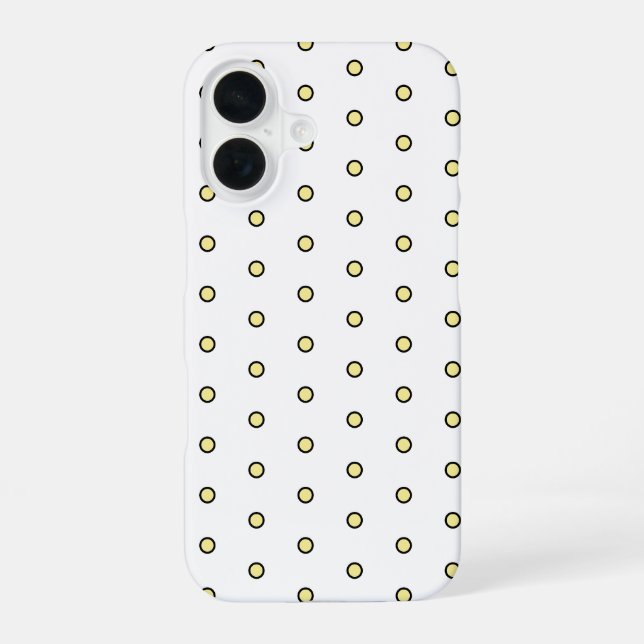 Modern Yellow Circle Dot Black Outline Pattern Iphone Case (Back)