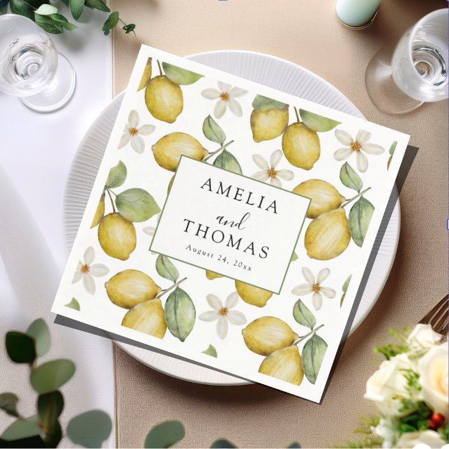 Modern Yellow Citrus Wedding Napkins (Creator Uploaded)