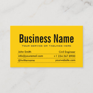 Modern Yellow Civil Engineer Business Card