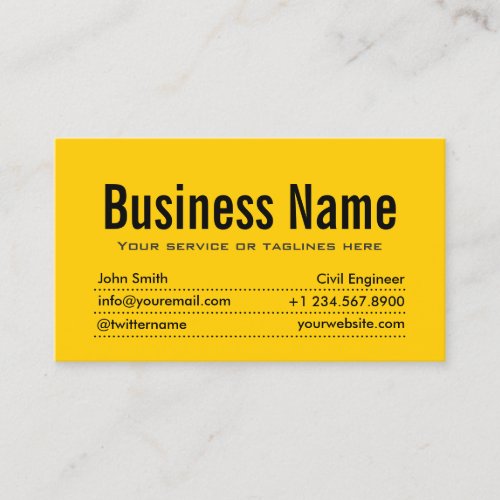Modern Yellow Civil Engineer Business Card