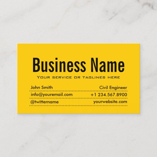 Customizable Modern Yellow Civil Engineer Business Card