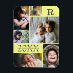 Modern Yellow Color Block Family 6 Photo Collage Magnet<br><div class="desc">Modern Yellow Color Block Family 6 Photo Collage - with personalized family last name, year, and initial letter, all arranged in an elegant grid layout. This modern and sleek design displays 6 of your own pictures beautifully. Available in several colorways to match any room decor. Makes a great holiday keepsake...</div>