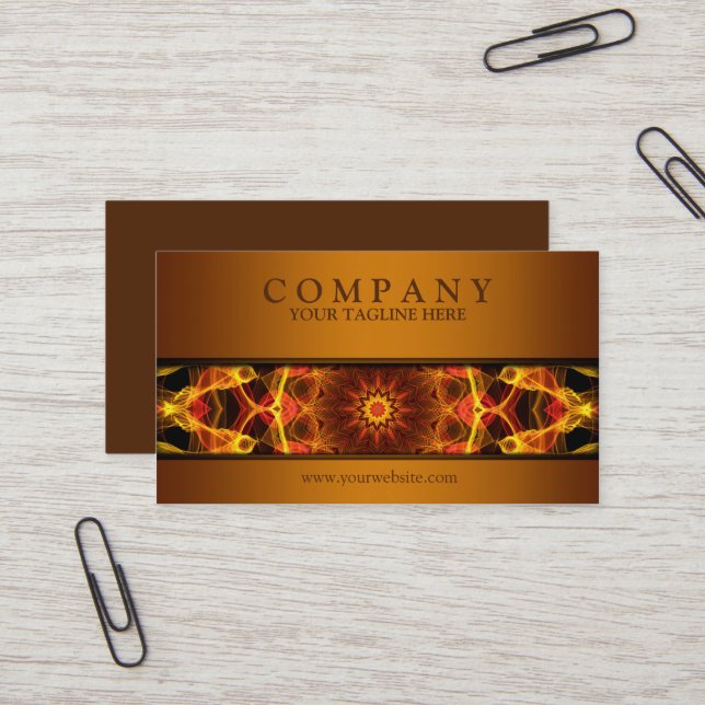 modern Yellow Crocus mandala brown Business Card (Front/Back In Situ)