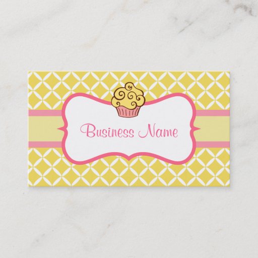 Customizable Modern Yellow Cupcake Business Card