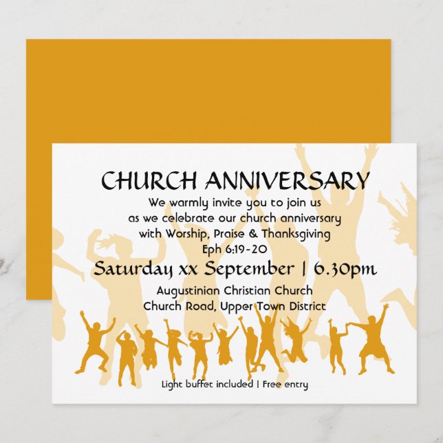 Modern Yellow Custom CHURCH REUNION Invitation (Front/Back)
