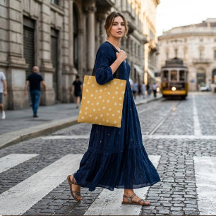 Modern yellow dots cool pattern shopping bag