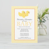 Modern Yellow Ducks Couple Baby Shower Invitation (Standing Front)