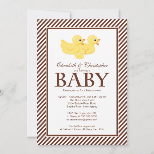 Modern Yellow Ducks Couple Baby Shower Personalized Invite