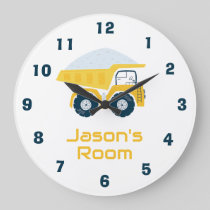 Modern Yellow Dump Truck Large Clock