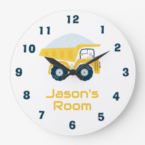 Modern Yellow Dump Truck Large Clock