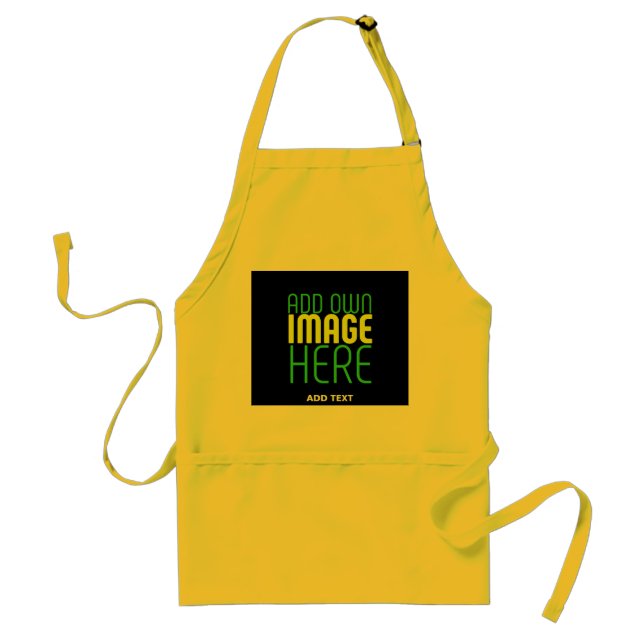 MODERN YELLOW  EDITABLE BLACK IMAGE TEXT TEMPLATE ADULT APRON (Front)