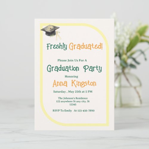 Modern Yellow elegant Graduation Invitation