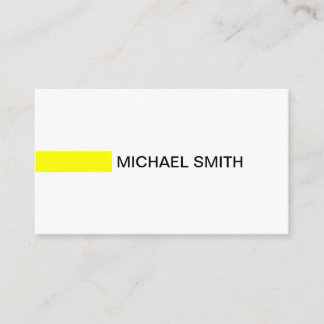 Modern Yellow Elegant Professional Plain White Business Card