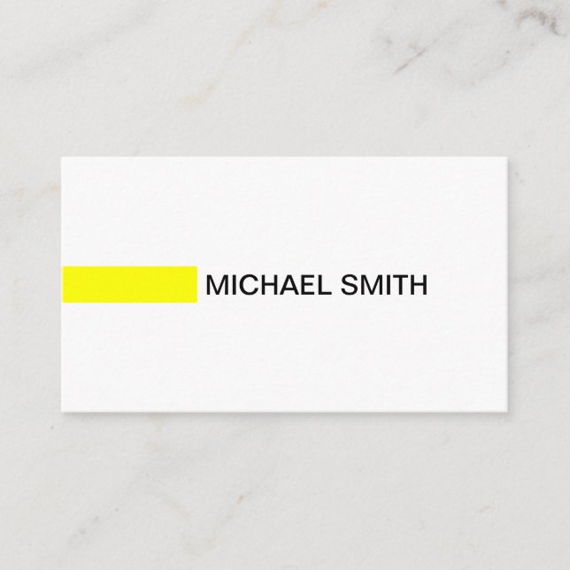 Modern Yellow Elegant Professional Plain White Business Card (Front)
