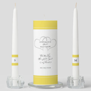 Modern Yellow Elegant Wedding Ceremony Bride Groom Unity Candle Set