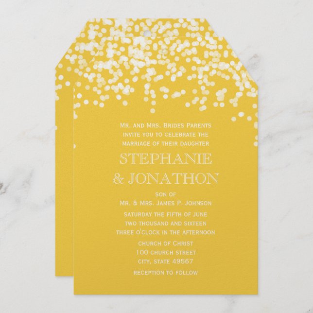 Modern Yellow Falling Petals Wedding Invitations (Front/Back)