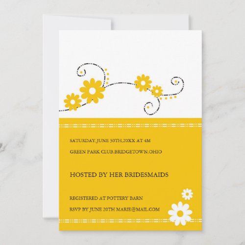 Modern Floral Bridal Shower Invitations -Yellow