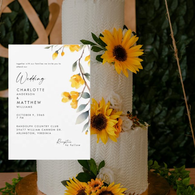 Modern Yellow Floral Together With Wedding  Invitation (Creator Uploaded)