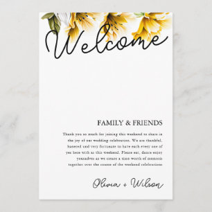 Modern Yellow Floral Wedding Weekend Itinerary Program
