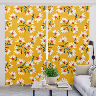 Modern Yellow Flower Floral Pattern Blackout Curtains