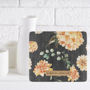 Modern Yellow Flowers & Kraft Personalized Gift Cutting Board