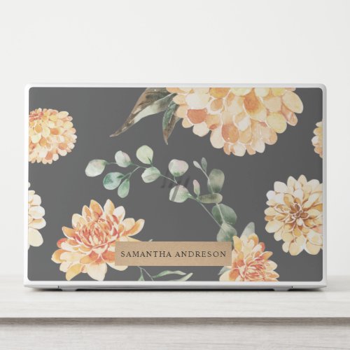 Modern Yellow Flowers  Kraft Personalized Gift HP Laptop Skin