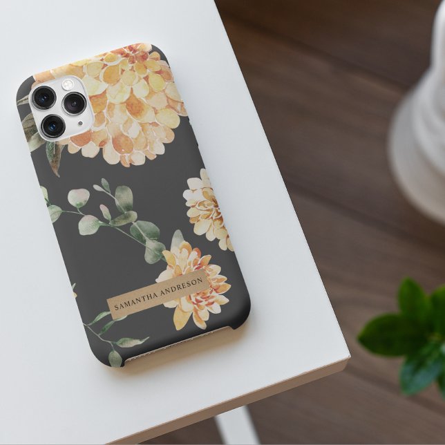 Modern Yellow Flowers & Kraft Personalized Gift iPhone Case (Creator Uploaded)