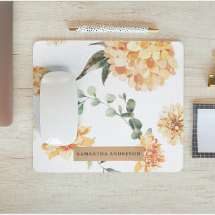 Modern Yellow Flowers & Kraft Personalized Gift Mouse Pad