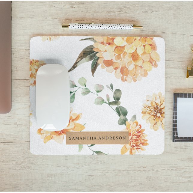 Modern Yellow Flowers & Kraft Personalized Gift Mouse Pad (Creator Uploaded)