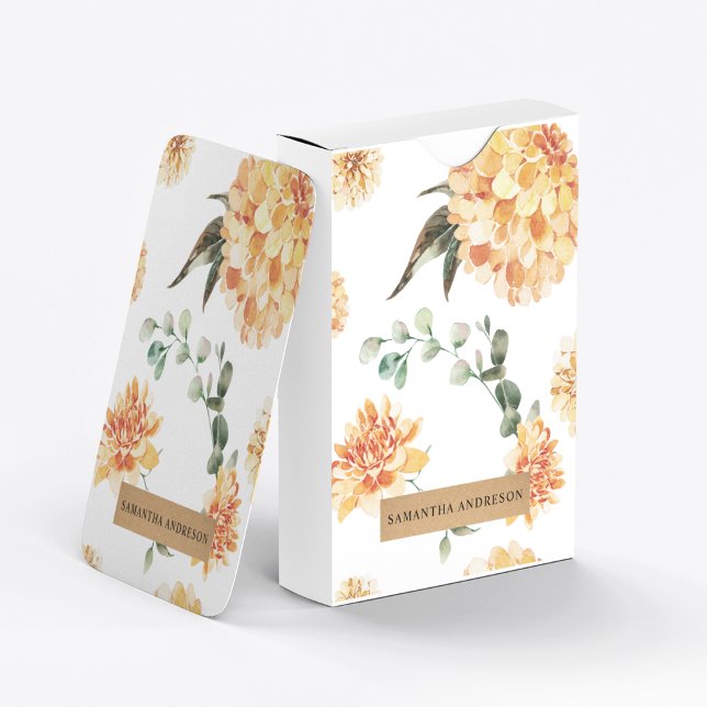 Modern Yellow Flowers & Kraft Personalized Gift Poker Cards (Creator Uploaded)