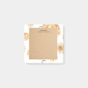 Modern Yellow Flowers & Kraft Personalized Gift Post-it Notes