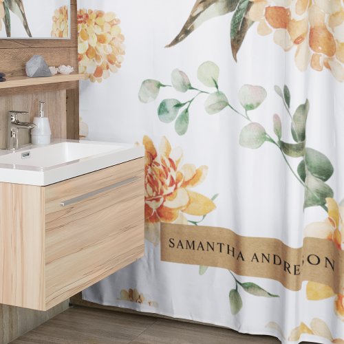 Modern Yellow Flowers  Kraft Personalized Gift Shower Curtain