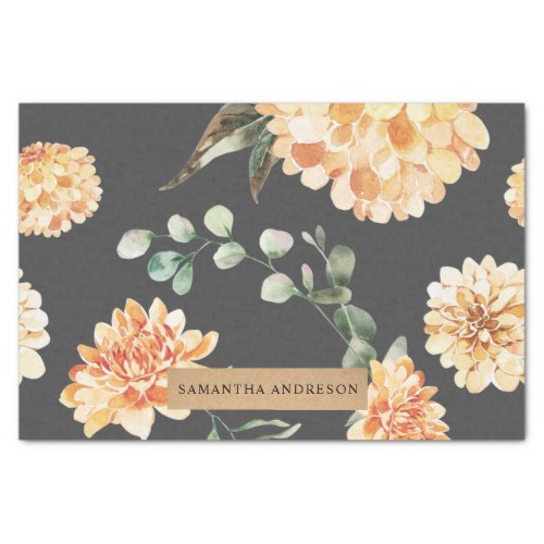 Modern Yellow Flowers  Kraft Personalized Gift Tissue Paper