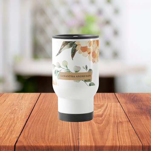 Modern Yellow Flowers  Kraft Personalized Gift Travel Mug