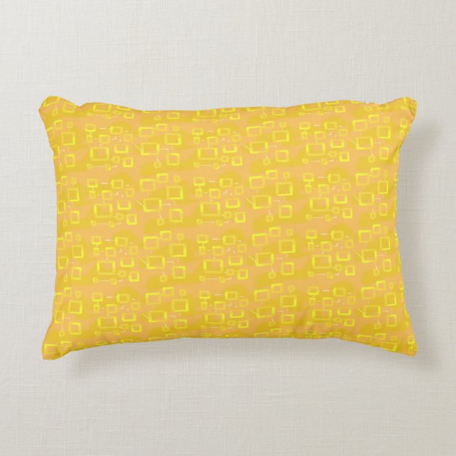 Modern Yellow Geometric Accent Pillow (Front)