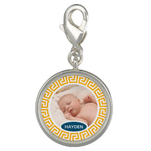 Modern Yellow Geometric Custom Photo Charm