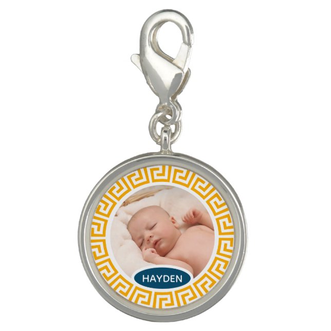 Modern Yellow Geometric Custom Photo Charm (Front)