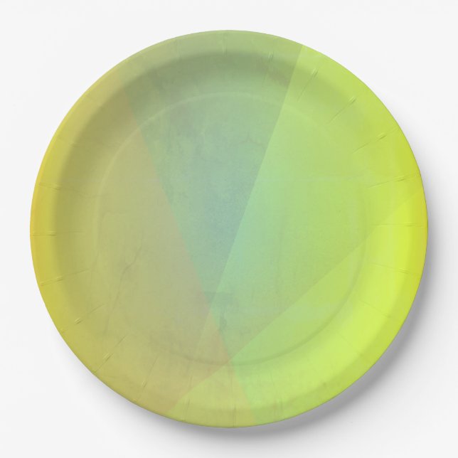 Modern Yellow Geometric Gradation Paper Plates (Front)