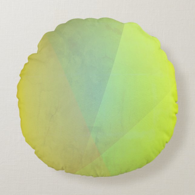 Modern Yellow Geometric Gradation Round Pillow (Front)