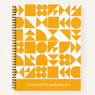 Modern Yellow Geometric Personalized Name School Notebook