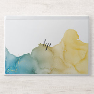 Modern yellow glitter marble HP laptop skin