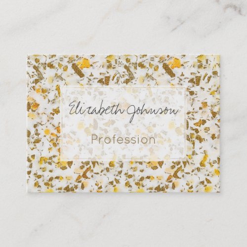 Modern Yellow  Gold Speckles Terrazzo Pattern Business Card