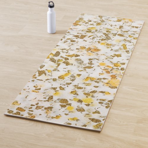 Modern Yellow  Gold Speckles Terrazzo Pattern Yoga Mat