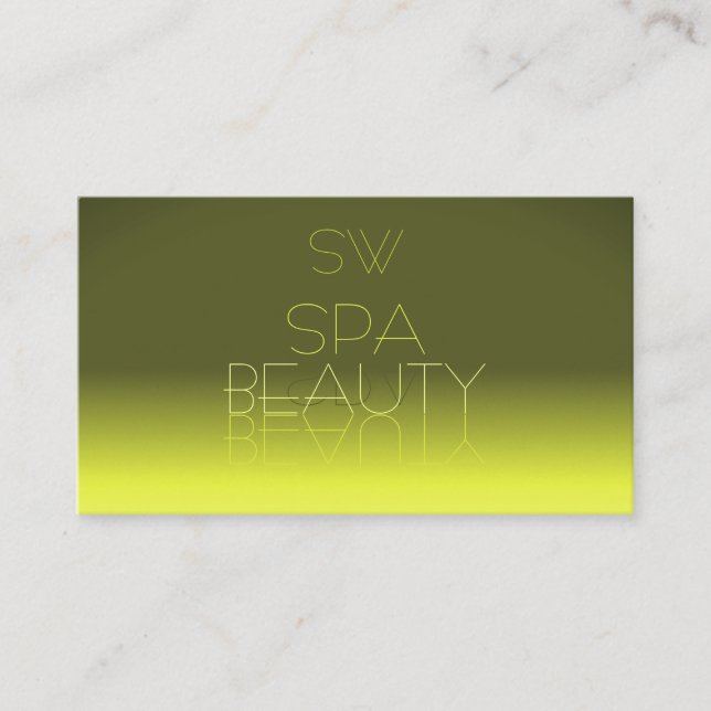 Modern Yellow Gradient Mirror Letters Monogram Business Card (Front)