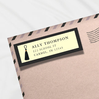 Modern Yellow Graduation Cap Tassel  Label