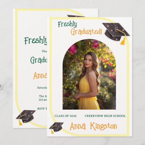 Modern Yellow Graduation Invitation