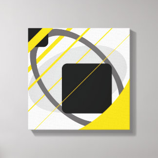 Modern Yellow Gray Black Off White Wrapped Canvas Print