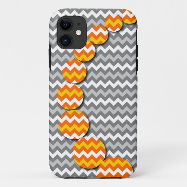 Modern Yellow Gray Chevron Zigzag Pattern Case-Mate iPhone Case (Back)