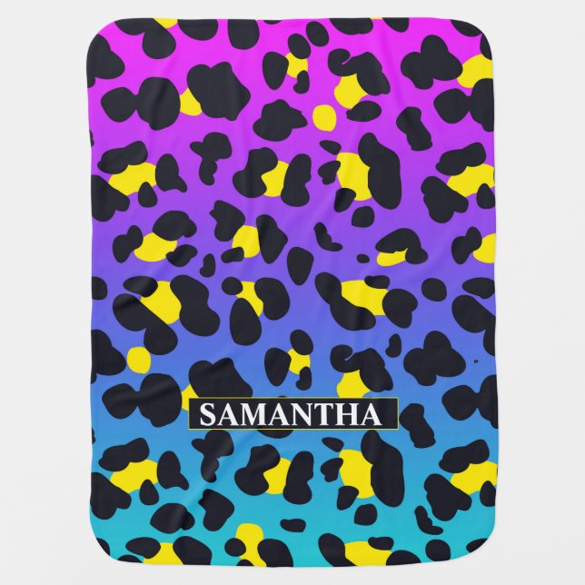 Modern Yellow Gray funky leopard   Baby Blanket (Front)